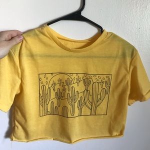 Cropped yellow cactus shirt